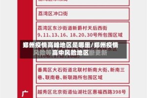 郑州疫情高峰地区是哪里/郑州疫情高中风险地区