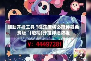 辅助开挂工具“微乐麻将必赢神器免费版”(透视)开挂详细教程