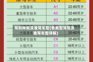 驾照种类及准驾车型(各类型驾照及准驾车型详解)