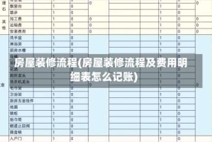 房屋装修流程(房屋装修流程及费用明细表怎么记账)