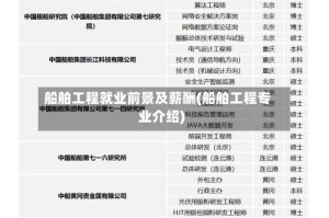 船舶工程就业前景及薪酬(船舶工程专业介绍)