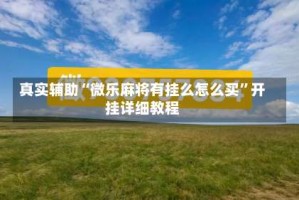 真实辅助“微乐麻将有挂么怎么买”开挂详细教程