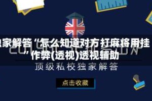 独家解答“怎么知道对方打麻将用挂”作弊(透视)透视辅助