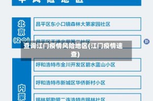 查询江门疫情风险地区(江门疫情速查)