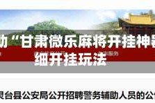 专用辅助“甘肃微乐麻将开挂神器”详细开挂玩法
