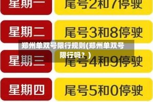 郑州单双号限行规则(郑州单双号限行吗？)