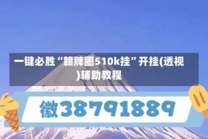 一键必胜“赣牌圈510k挂”开挂(透视)辅助教程