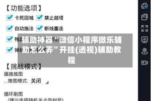 辅助神器“微信小程序微乐辅助怎么弄”开挂(透视)辅助教程