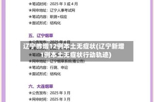 辽宁昨增12例本土无症状(辽宁新增1例本土无症状行动轨迹)