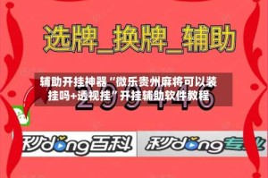 辅助开挂神器“微乐贵州麻将可以装挂吗+透视挂”开挂辅助软件教程