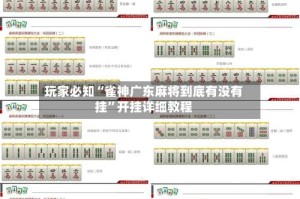 玩家必知“雀神广东麻将到底有没有挂”开挂详细教程