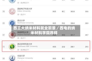 西工大纳米材料就业前景／西电的纳米材料学院咋样