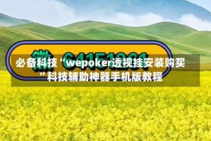 必备科技“wepoker透视挂安装购买”科技辅助神器手机版教程