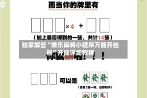 独家解答“微乐麻将小程序万能开挂器”开挂详细教程