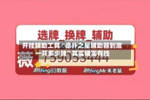 开挂辅助工具“德扑之星辅助器到底一共多少钱”其实确实有挂