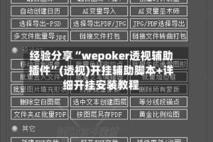 经验分享“wepoker透视辅助插件”(透视)开挂辅助脚本+详细开挂安装教程
