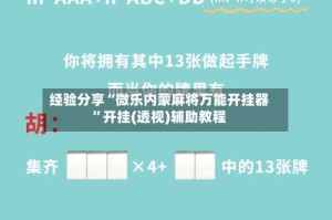 经验分享“微乐内蒙麻将万能开挂器”开挂(透视)辅助教程