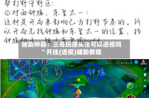 辅助神器：三哥玩摆头注可以透视吗”开挂(透视)辅助教程