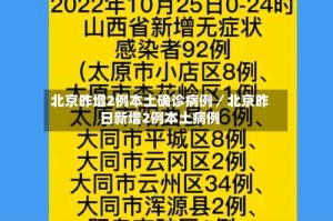 北京昨增2例本土确诊病例／北京昨日新增2例本土病例