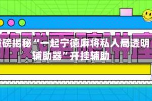 重磅揭秘“一起宁德麻将私人局透明辅助器”开挂辅助
