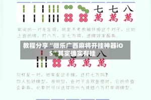 教程分享“微乐广西麻将开挂神器iOS”其实确实有挂