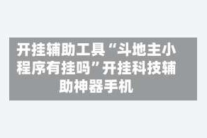 开挂辅助工具“斗地主小程序有挂吗”开挂科技辅助神器手机