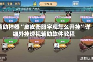 辅助神器“皮皮衡阳字牌怎么开挂”详细外挂透视辅助软件教程