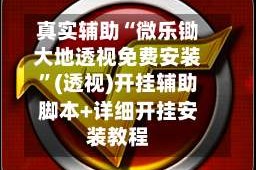 真实辅助“微乐锄大地透视免费安装”(透视)开挂辅助脚本+详细开挂安装教程