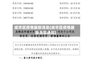 成华区疫情最新消息(成华区疫情最新消息通知)