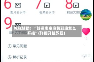 教程辅助！“好运南京麻将到底怎么开挂”(详细开挂教程)