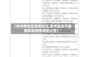 【贵州跨地区疫情防控,贵州省关于疫情防控措施调整公告】