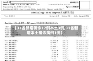 【31省新增确诊17例本土3例,31省新增本土确诊病例1例】