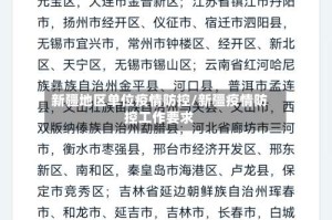 新疆地区单位疫情防控/新疆疫情防控工作要求