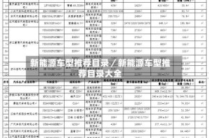 新能源车型推荐目录／新能源车型推荐目录大全