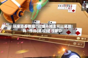 玩家必看教程“边锋斗地主可以装挂吗”作弊(透视)透视辅助