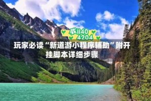 玩家必读“新道游小程序辅助”附开挂脚本详细步骤