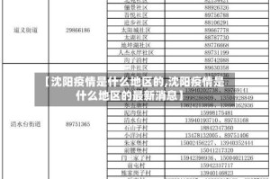 【沈阳疫情是什么地区的,沈阳疫情是什么地区的最新消息】