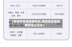 【哪些地区因疫情停运,哪些地区因疫情停运公交车】