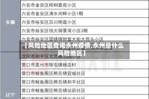 【风险地区查询永州疫情,永州是什么风险地区】