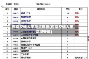 西南交通大学重点课程(西南交通大学课程安排)
