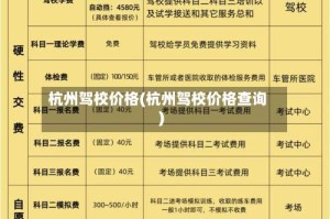 杭州驾校价格(杭州驾校价格查询)