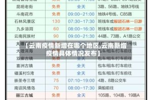 【云南疫情新增在哪个地区,云南新增疫情具体情况发布】