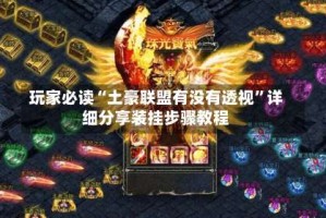 玩家必读“土豪联盟有没有透视”详细分享装挂步骤教程