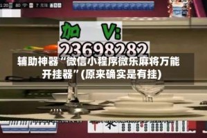 辅助神器“微信小程序微乐麻将万能开挂器”(原来确实是有挂)