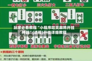 玩家必看教程“小程序哈灵麻将开挂神器”(透视)开挂详细教程