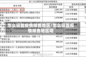 怎么设置疫情限售地区/怎么设置疫情限售地区呢