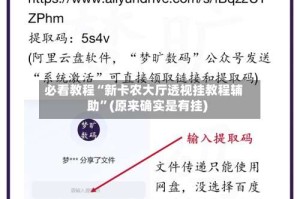 必看教程“新卡农大厅透视挂教程辅助”(原来确实是有挂)
