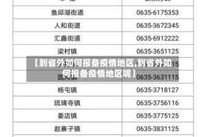 【到省外如何报备疫情地区,到省外如何报备疫情地区呢】