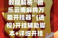 教程解析“微乐云南麻将万能开挂器”(透视)开挂辅助脚本+详细开挂安装教程