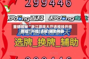 重磅揭秘“浙江游戏大厅透视挂开挂教程”开挂(透视)辅助神器